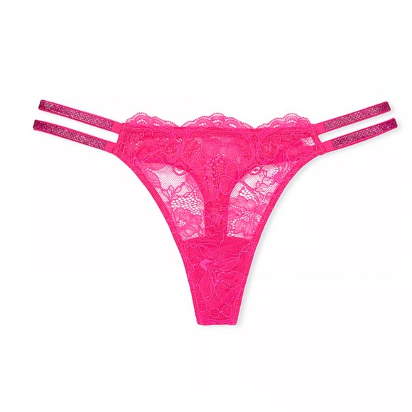 Vs thong bling lace pink panty - Picture 1 of 6
